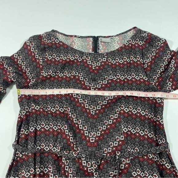 Eshakti A Line Dress Tie Waist Size XL 18 Geo Print Black Red - Picture 7 of 7